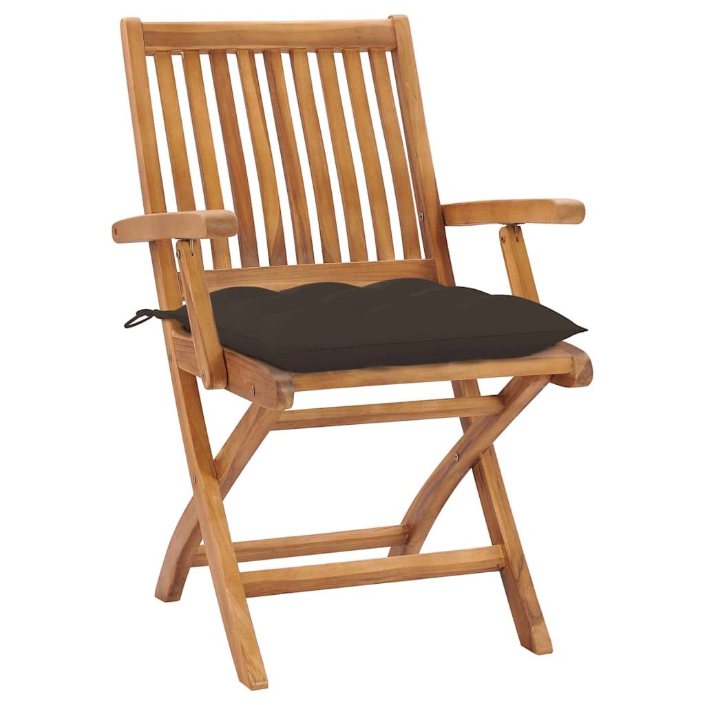 Sedie da Giardino 2 pz con Cuscini Talpa in Massello di Teak vidaXL