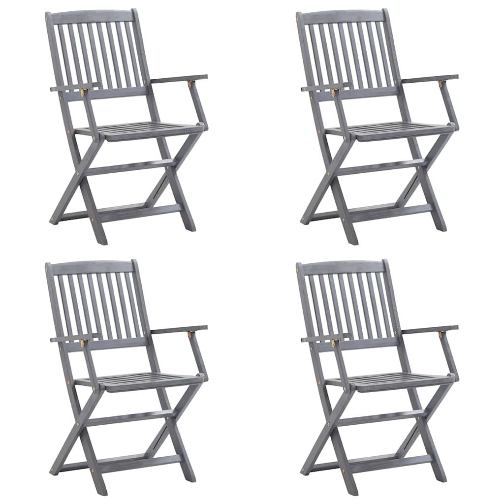 Sedie da Giardino Pieghevoli 4pz con Cuscini in Massello Acacia vidaXL