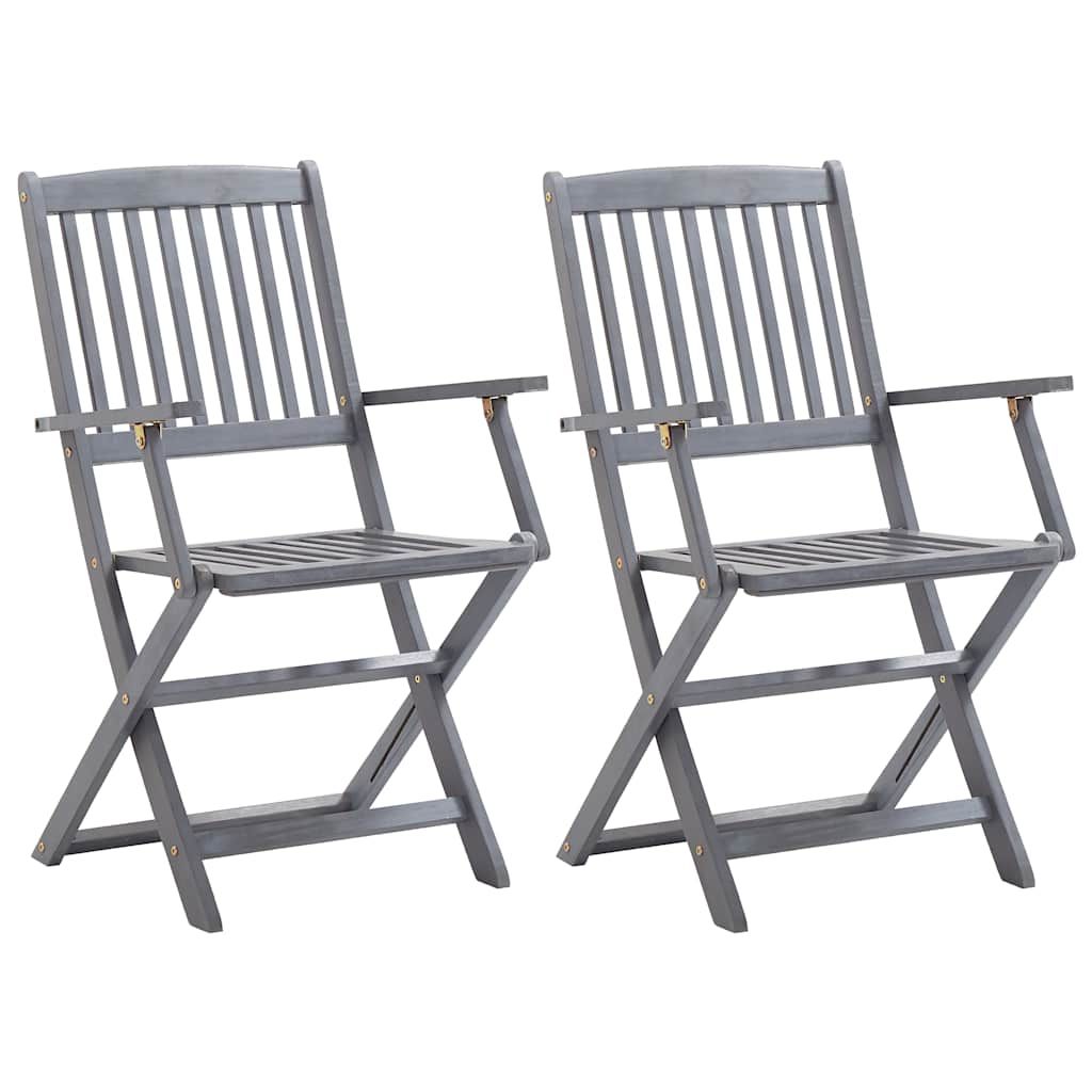 Sedie da Giardino Pieghevoli 2pz con Cuscini in Massello Acacia vidaXL