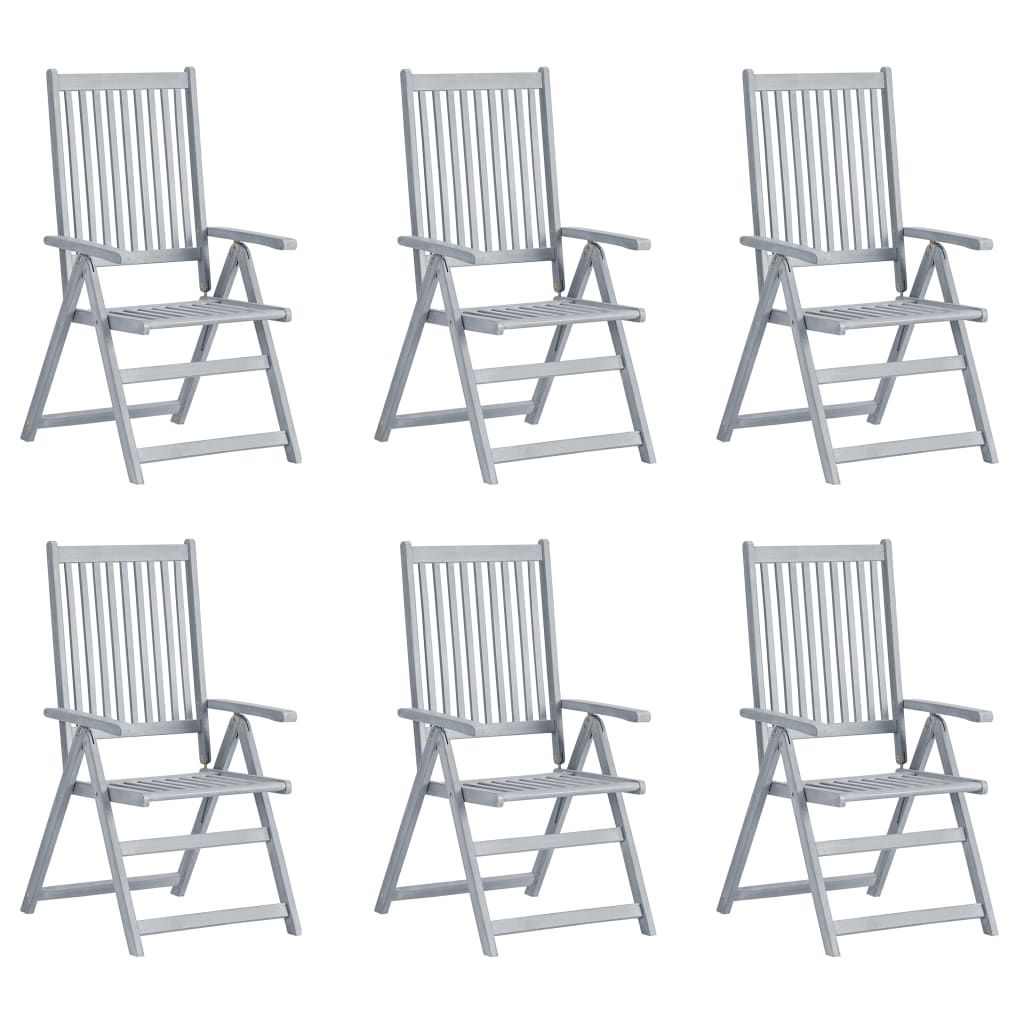 Sedie da Giardino Reclinabili 6 pz con Cuscini Massello Acacia vidaXL