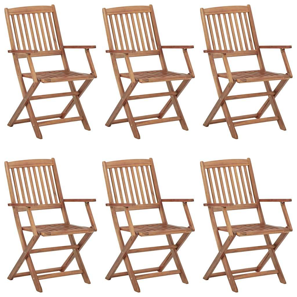 Sedie da Giardino Pieghevoli 6 pz con Cuscini Massello Acacia vidaXL