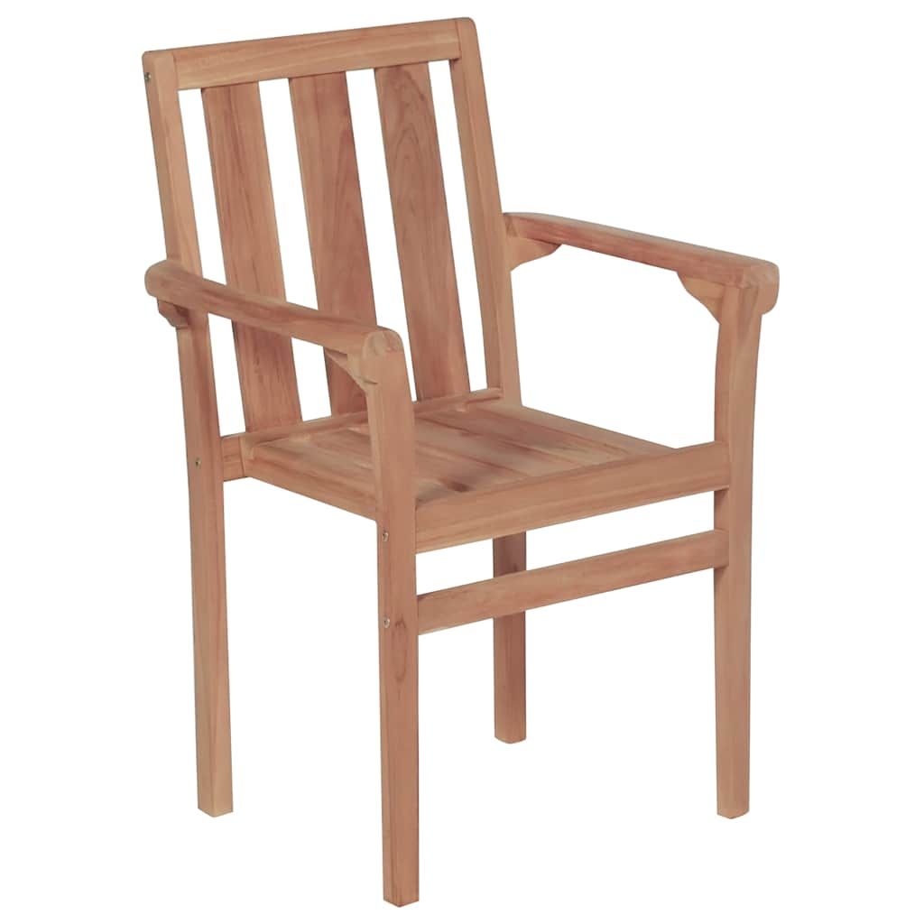 Sedie da Giardino Impilabili 4 pz in Legno Massello di Teak vidaXL