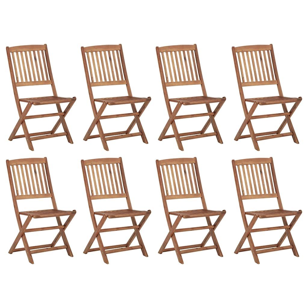 Sedie da Giardino Pieghevoli 8 pz con Cuscini Massello Acacia vidaXL