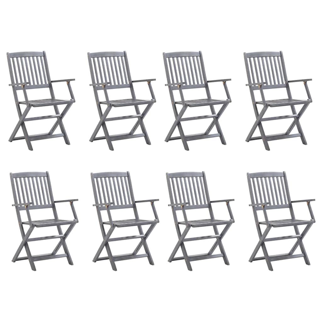 Sedie da Giardino Pieghevoli 8 pz con Cuscini Massello Acacia vidaXL