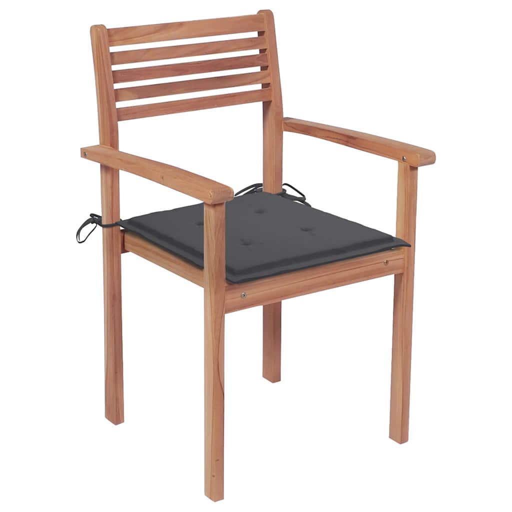 Sedie da Giardino 4 pz con Cuscini Antracite Massello di Teak vidaXL