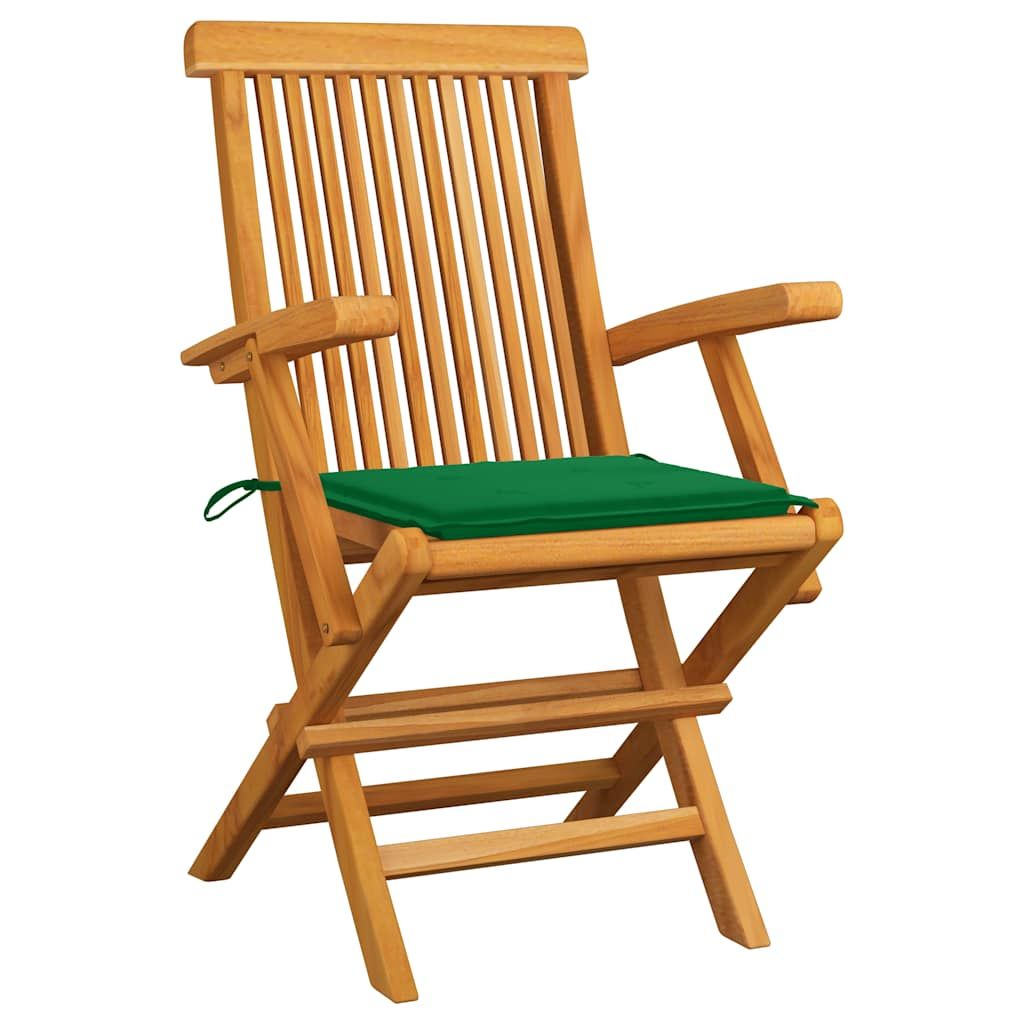 Sedie da Giardino con Cuscini Verdi 6 pz Legno Massello di Teak vidaXL