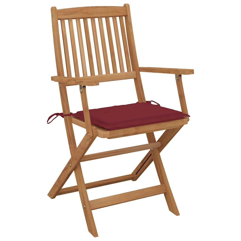 Sedie da Giardino Pieghevoli 2 pz con Cuscini Massello Acacia vidaXL