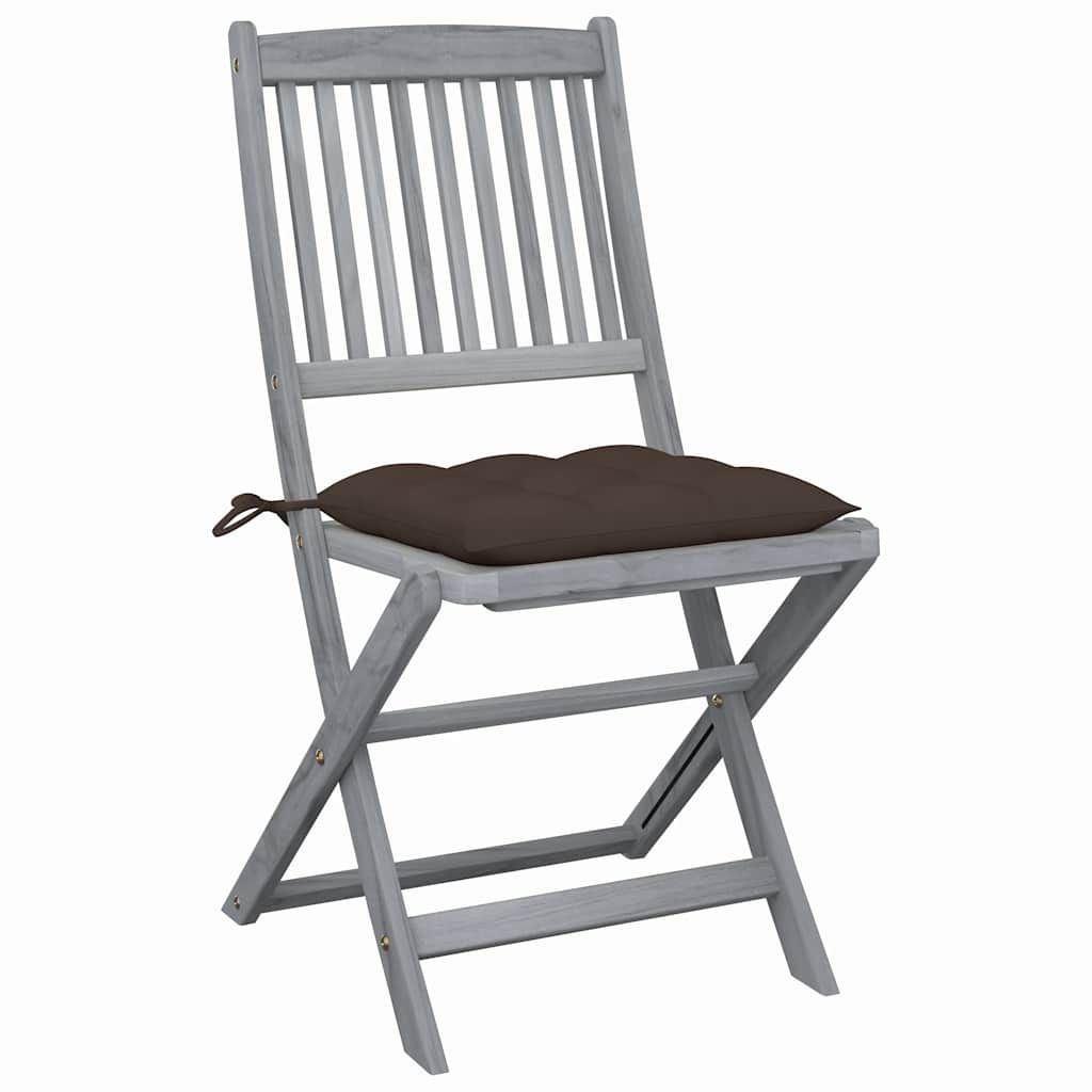 Sedie da Giardino Pieghevoli 4pz con Cuscini in Massello Acacia vidaXL