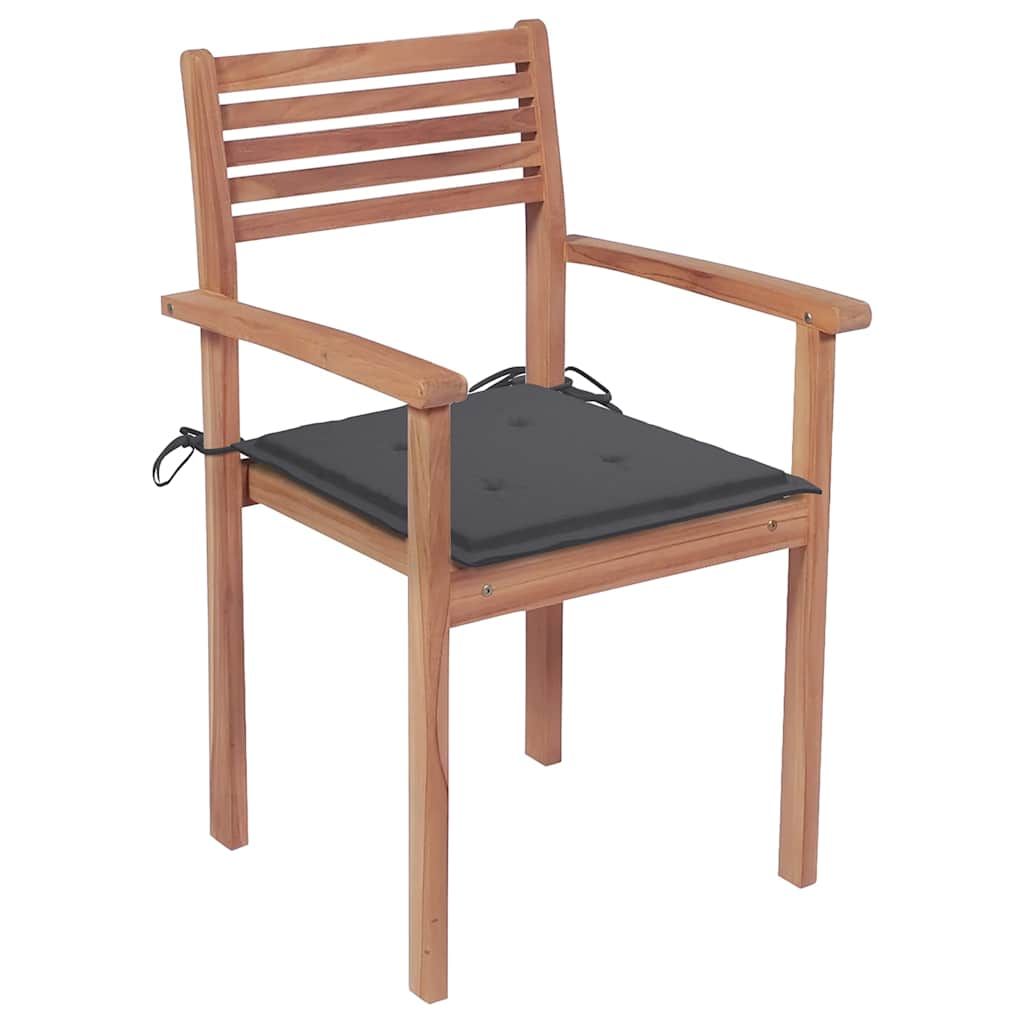 Sedie da Giardino Impilabili 8 pz con Cuscini Massello di Teak vidaXL