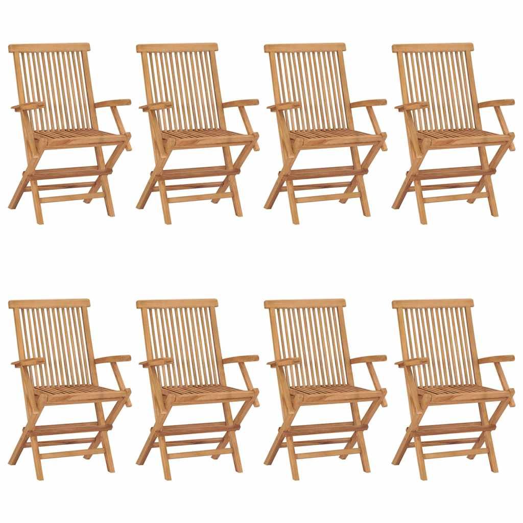 Sedie Giardino con Cuscini Bianco Crema 8pz Legno Massello Teak vidaXL