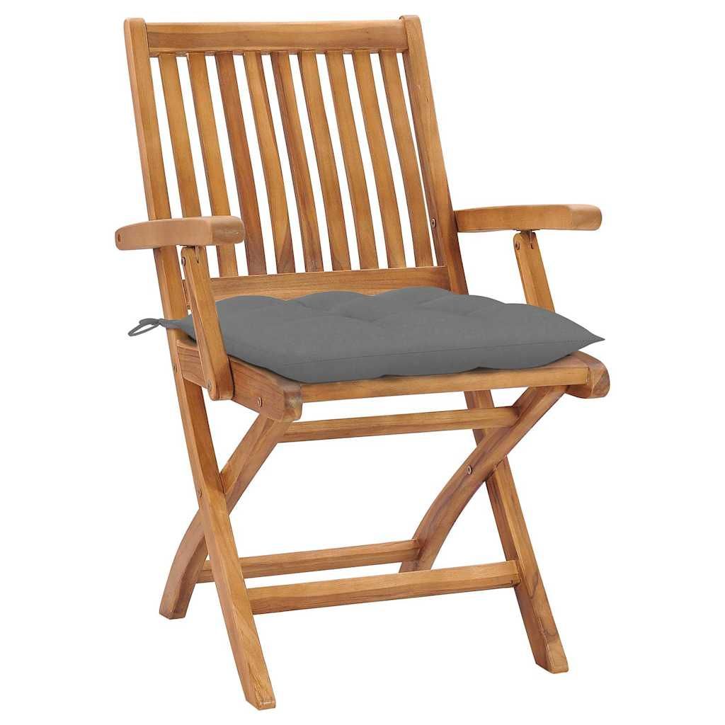 Sedie da Giardino Pieghevoli con Cuscini 4 pz Massello di Teak vidaXL