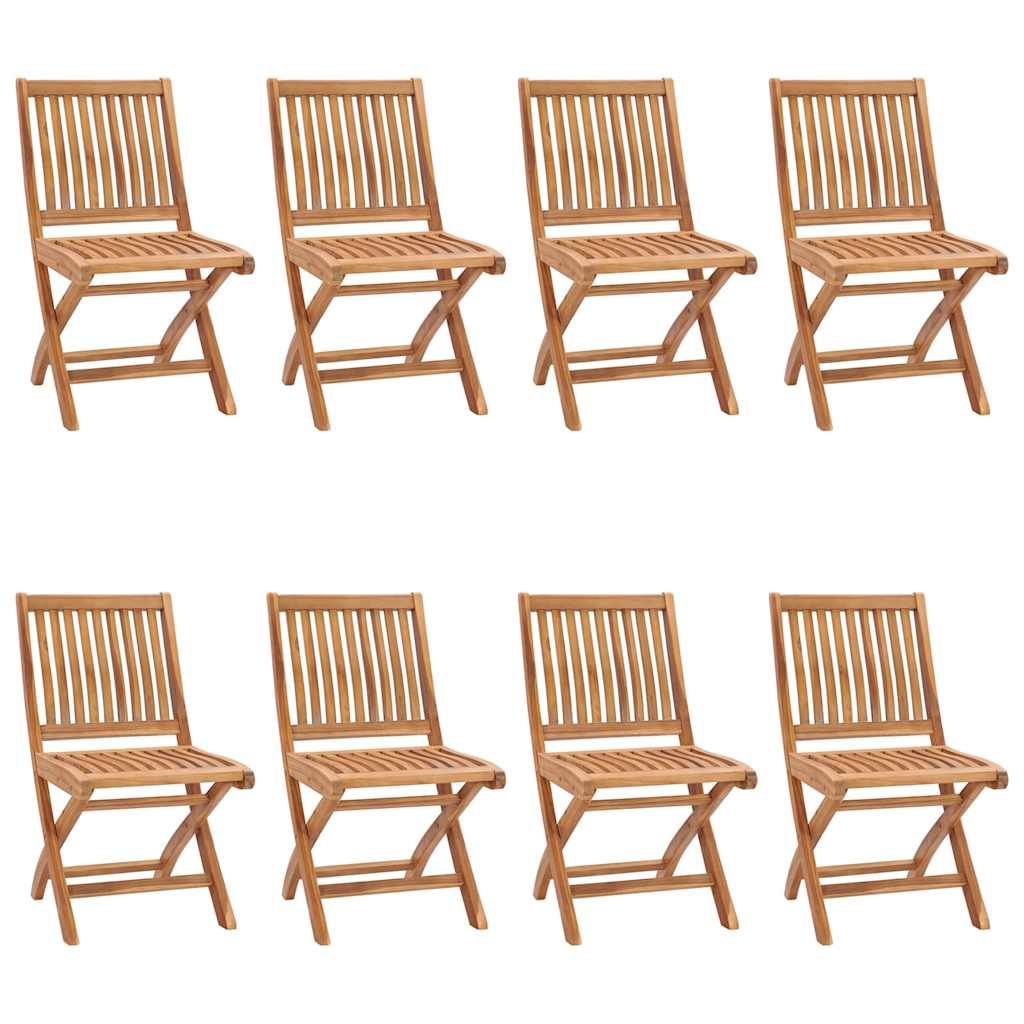 Sedie da Giardino Pieghevoli con Cuscini 8 pz Massello di Teak vidaXL
