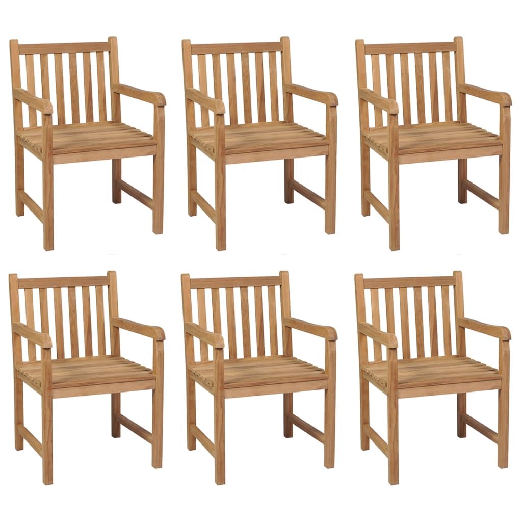 Sedie da Giardino 6 pz con Cuscini Verdi in Massello di Teak vidaXL