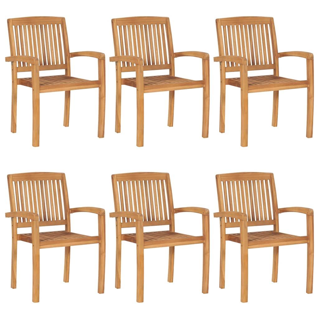 Sedie da Giardino Impilabili con Cuscini 6 pz Massello di Teak vidaXL