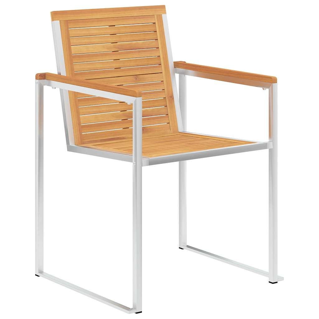 Sedie da Giardino 6 pz Legno Massello di Teak e Acciaio Inox vidaXL