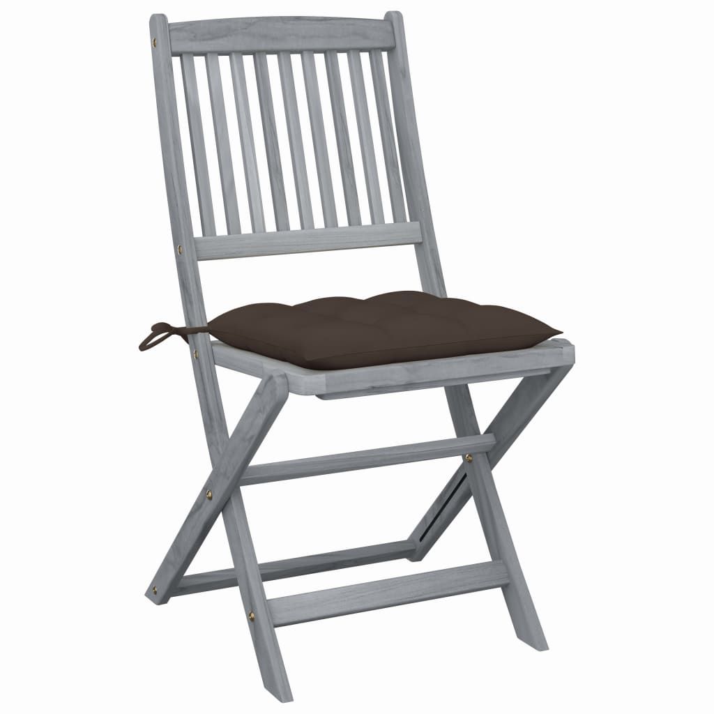 Sedie da Giardino Pieghevoli 2pz con Cuscini in Massello Acacia vidaXL
