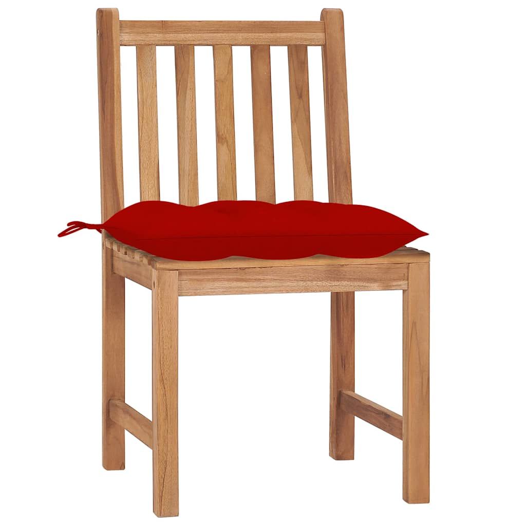 Sedie da Giardino 4 pz con Cuscini in Legno Massello di Teak vidaXL