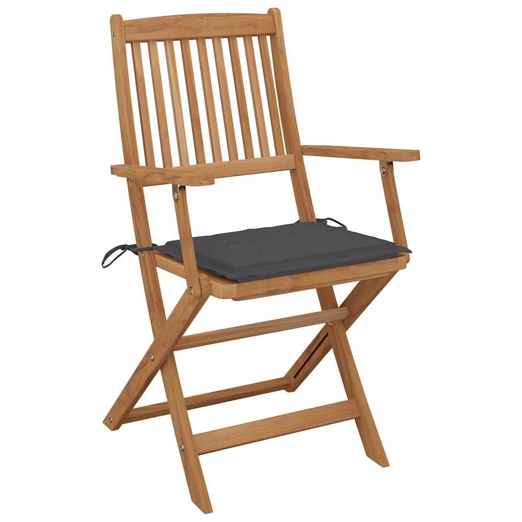 Sedie da Giardino Pieghevoli 8 pz con Cuscini Massello Acacia vidaXL