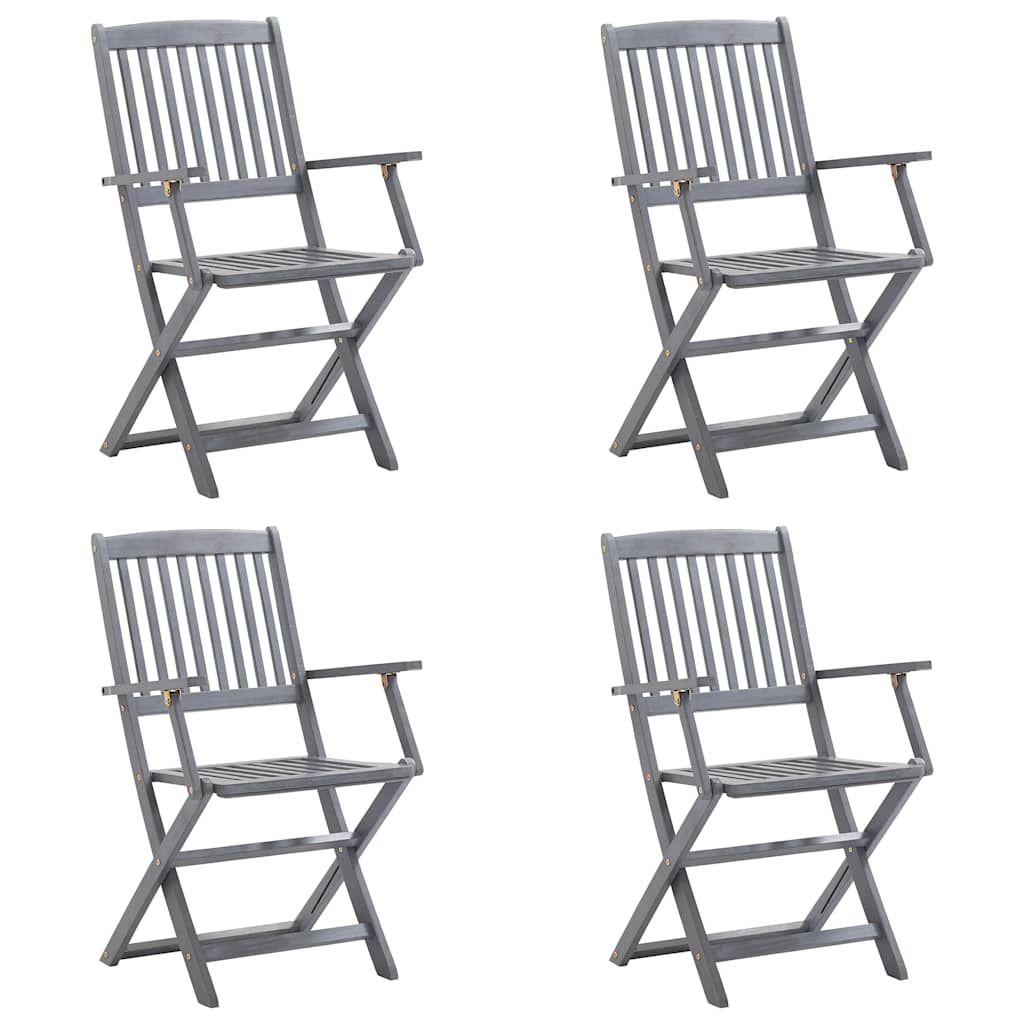 Sedie da Giardino Pieghevoli 4pz con Cuscini in Massello Acacia vidaXL