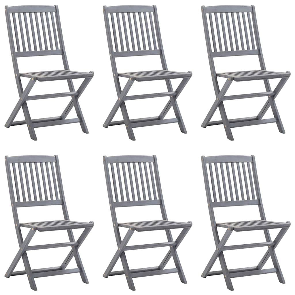 Sedie da Giardino Pieghevoli 6 pz con Cuscini Massello Acacia vidaXL
