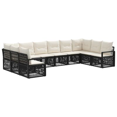 Set Divano da Giardino 10 pcs Nero polyrattan vidaXL