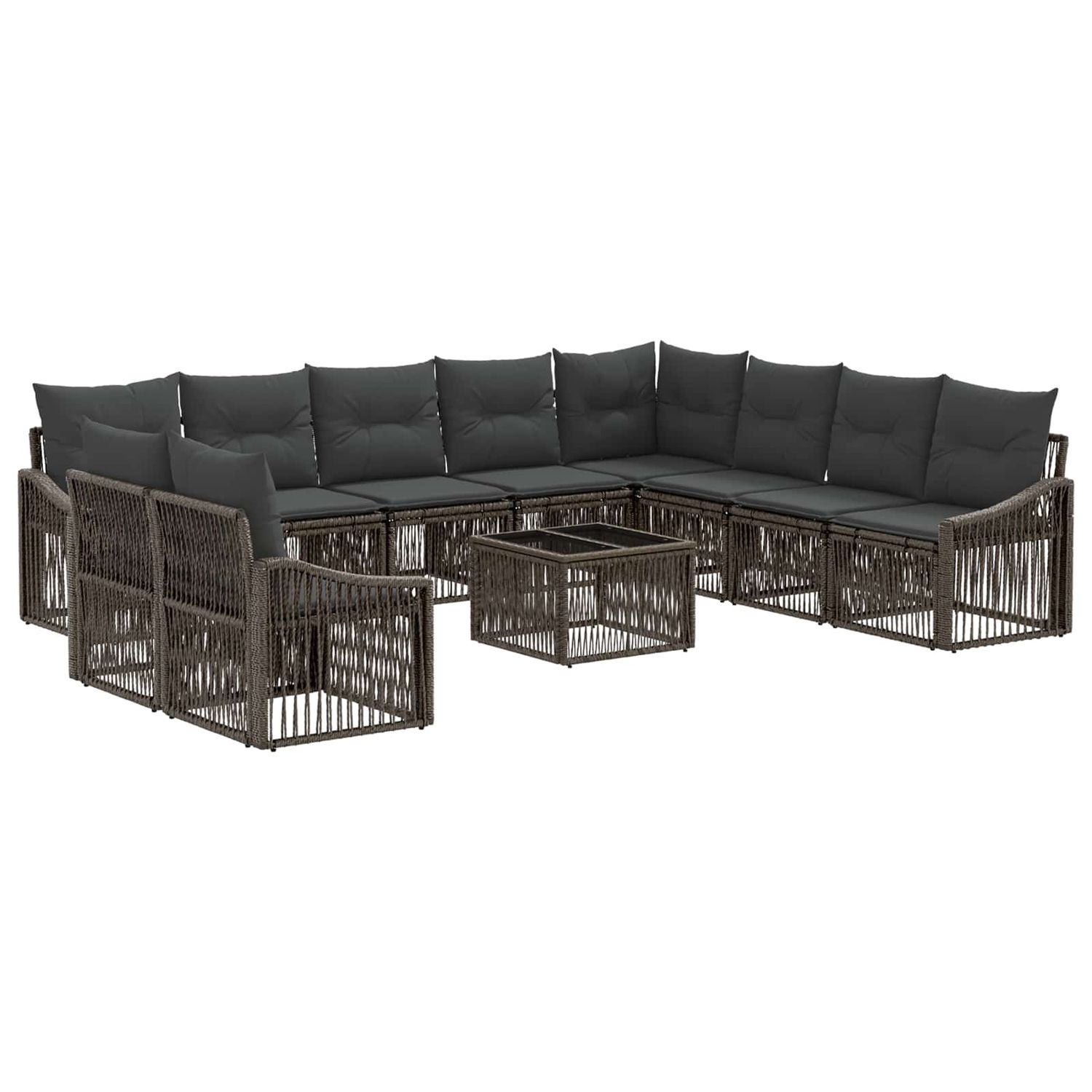 Set Divano da Giardino 11 pcs Grigio polyrattan vidaXL