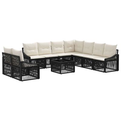 Set Divano da Giardino 10 pcs Nero polyrattan vidaXL
