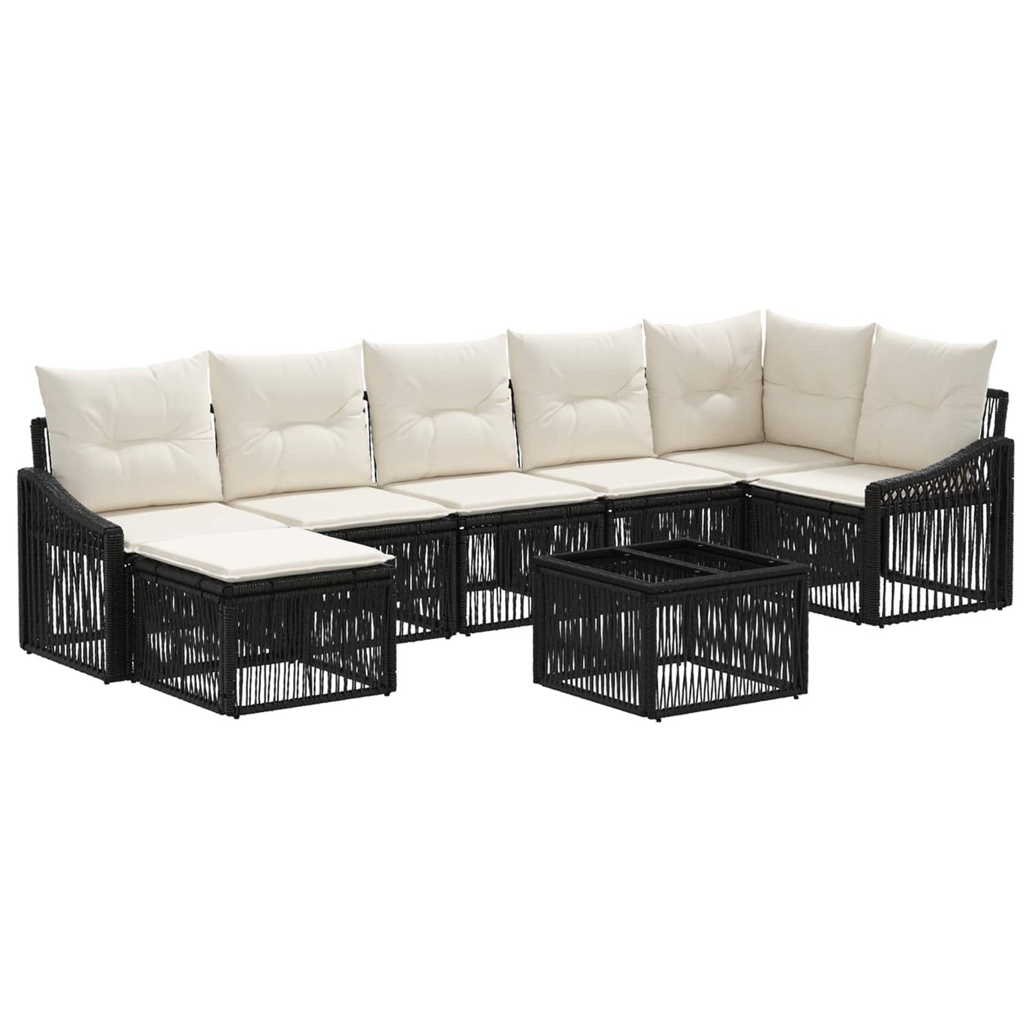 Set Divano da Giardino 8 pcs Nero polyrattan vidaXL