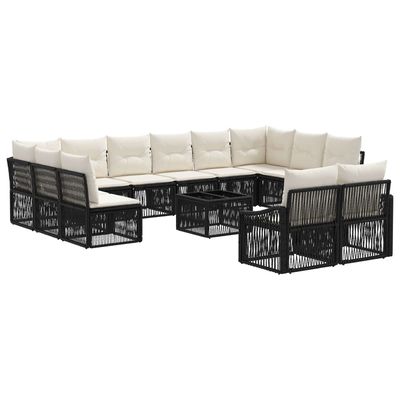Set Divano da Giardino 13 pcs Nero polyrattan vidaXL