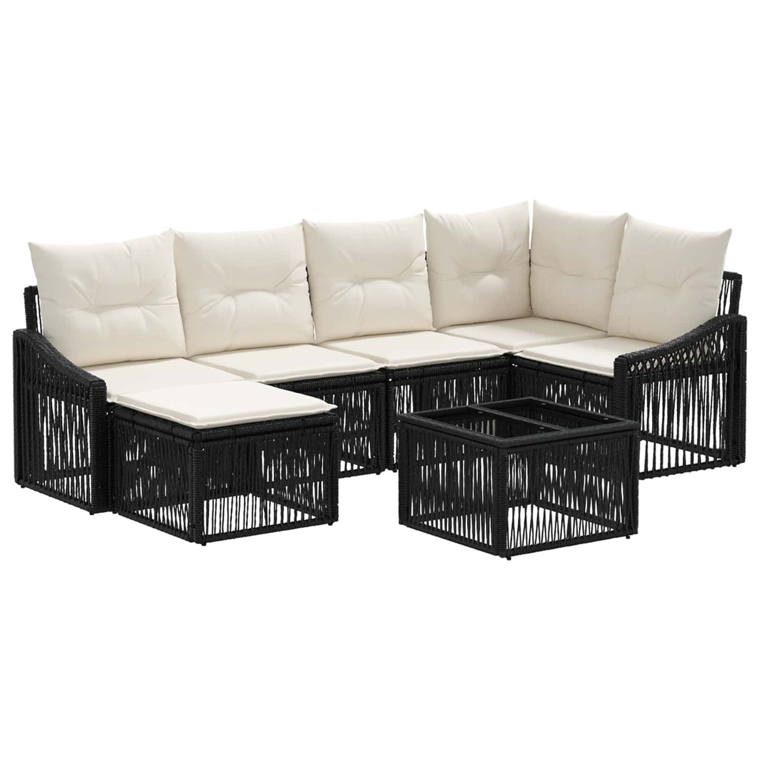 Set Divano da Giardino 7 pcs Nero polyrattan vidaXL