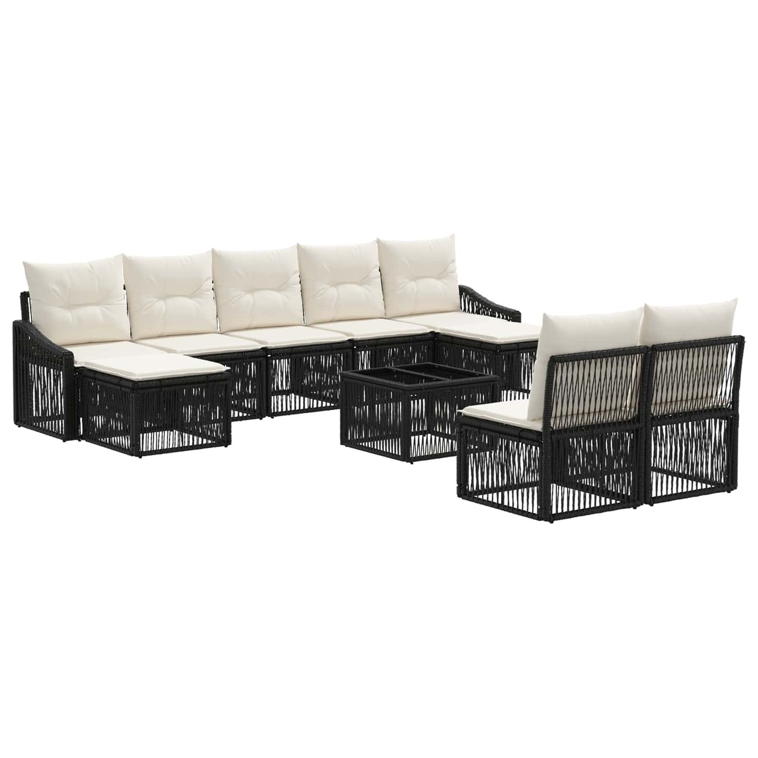 Set Divano da Giardino 10 pcs Nero polyrattan vidaXL