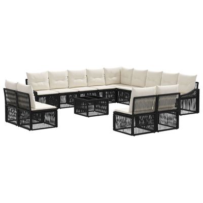 Set Divano da Giardino 14 pcs Nero polyrattan vidaXL
