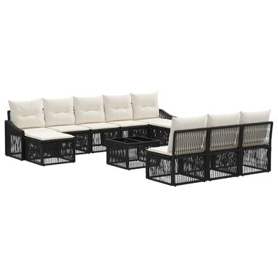 Set Divano da Giardino 11 pcs Nero polyrattan vidaXL