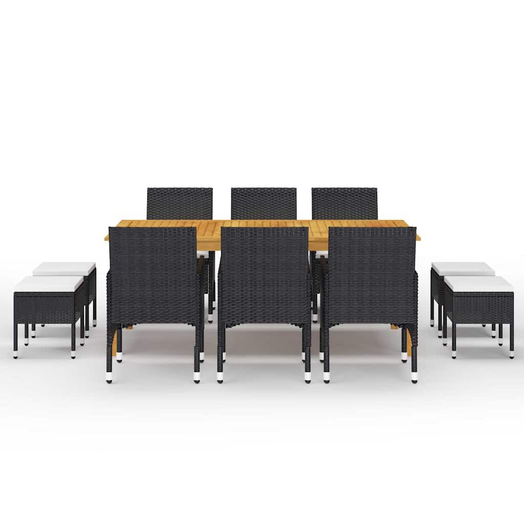 Set Mobili da Pranzo per Giardino 11 pz Nero vidaXL