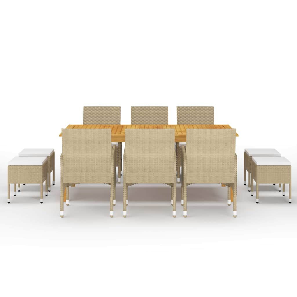 Set Mobili da Pranzo per Giardino 11 pz Beige vidaXL