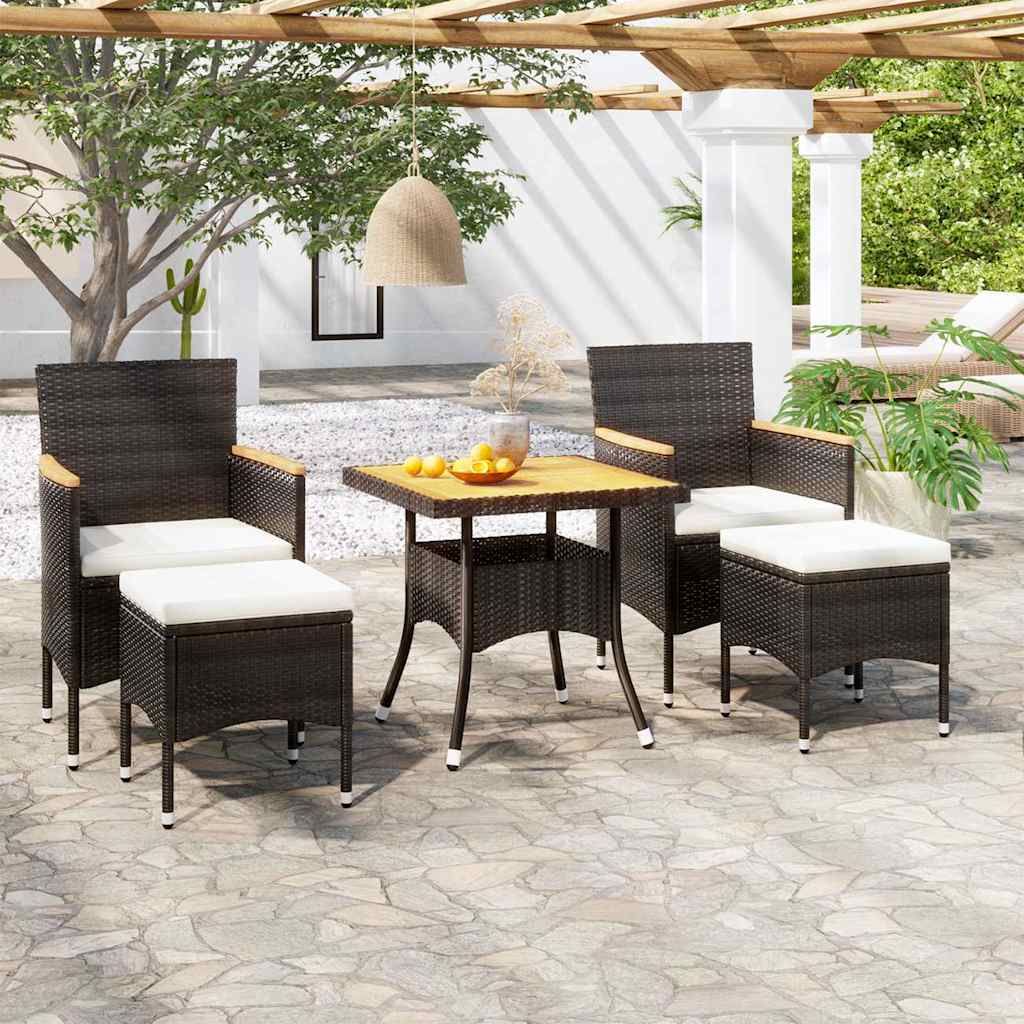 Set Mobili da Pranzo per Giardino 5 pz Polyrattan e Acacia Nero vidaXL
