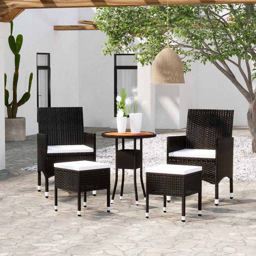 Set Divani da Giardino 5 pz in Polyrattan Nero vidaXL
