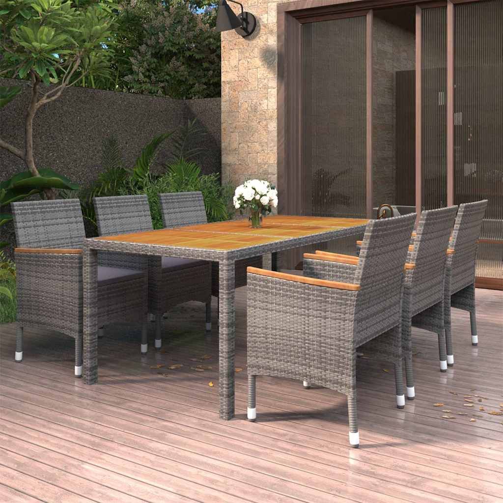 Set Mobili da Pranzo per Giardino 7 pz in Polyrattan Grigio vidaXL