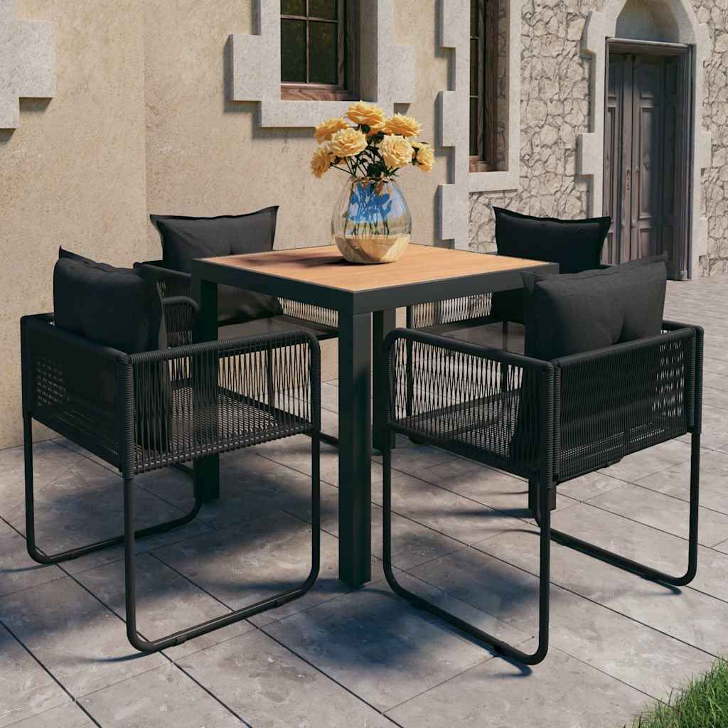Set da Pranzo da Giardino 5 pz in Rattan PVC Nero e Marrone vidaXL
