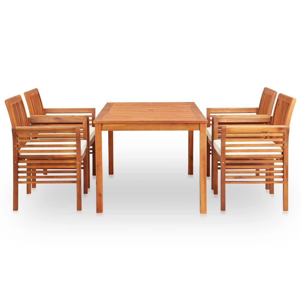 Set da Pranzo da Giardino 5 pz con Cuscini Massello di Acacia vidaXL