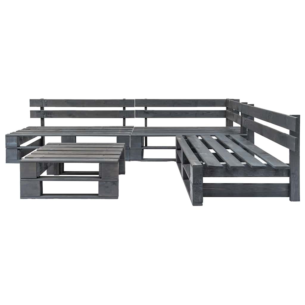 Set Salotto da Giardino 4 pz Pallet in Legno Grigio vidaXL
