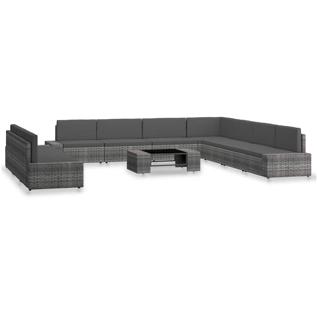 Set Divani da Giardino 10 pz in Polyrattan Grigio vidaXL