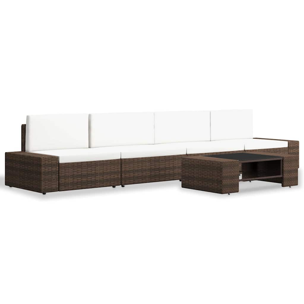 Set Divani da Giardino 5 pz in Polyrattan Marrone vidaXL