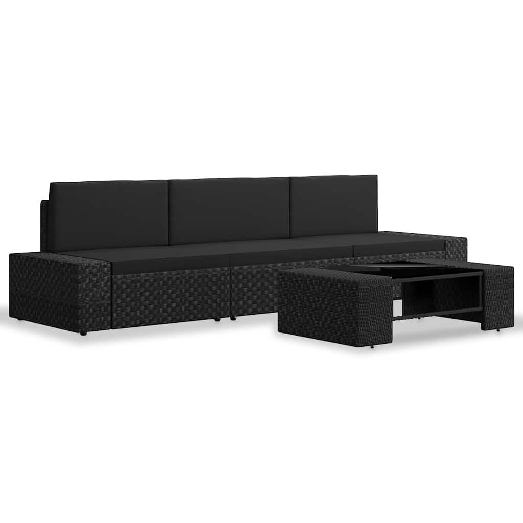Set Divani da Giardino 4 pz in Polyrattan Nero vidaXL