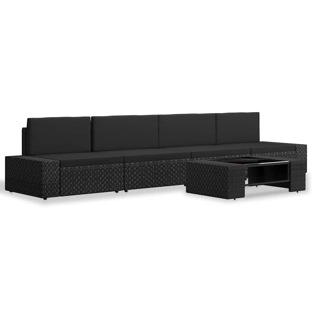 Set Divani da Giardino 5 pz in Polyrattan Nero vidaXL