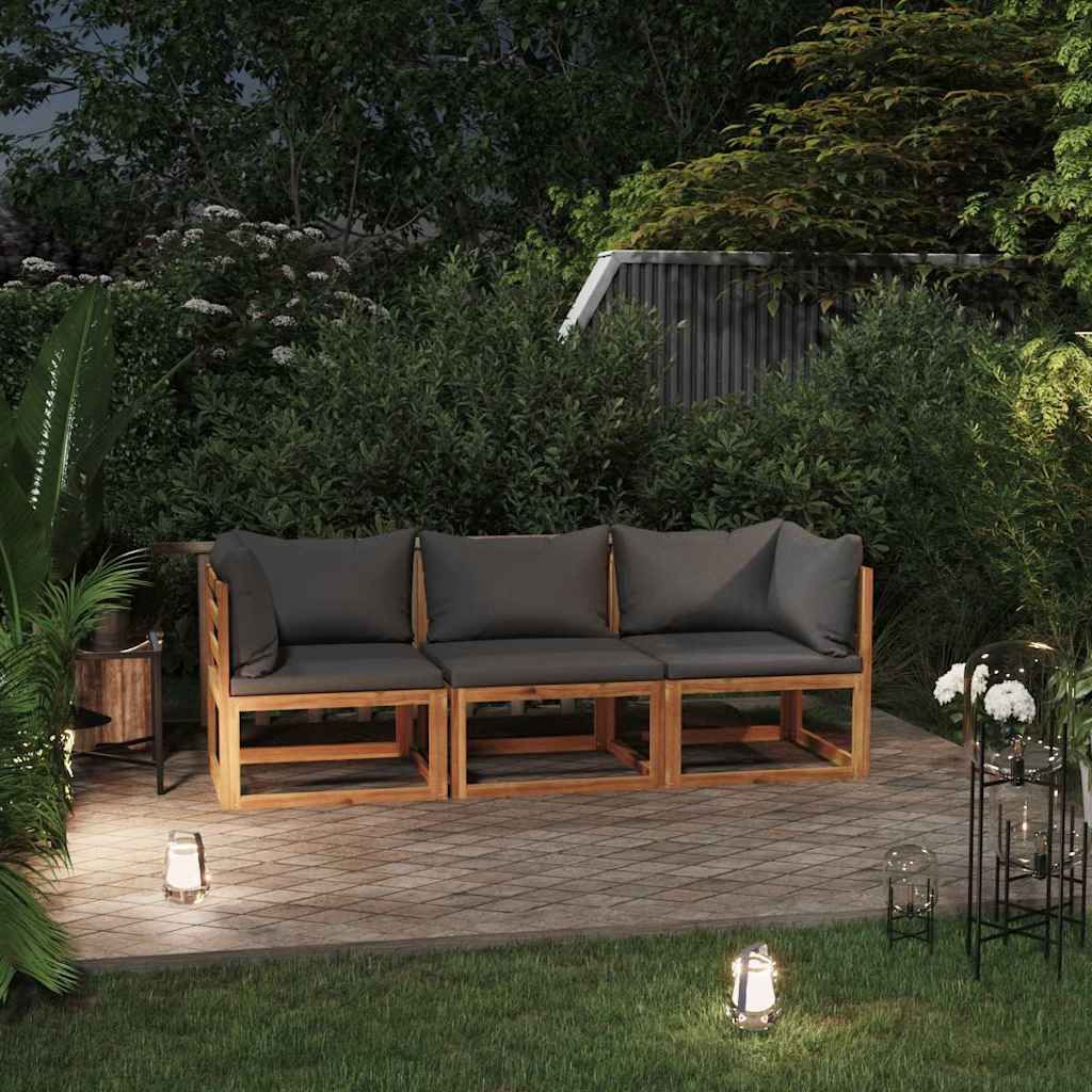 Divano da Giardino a 3 Posti con Cuscino in Legno di Acacia vidaXL