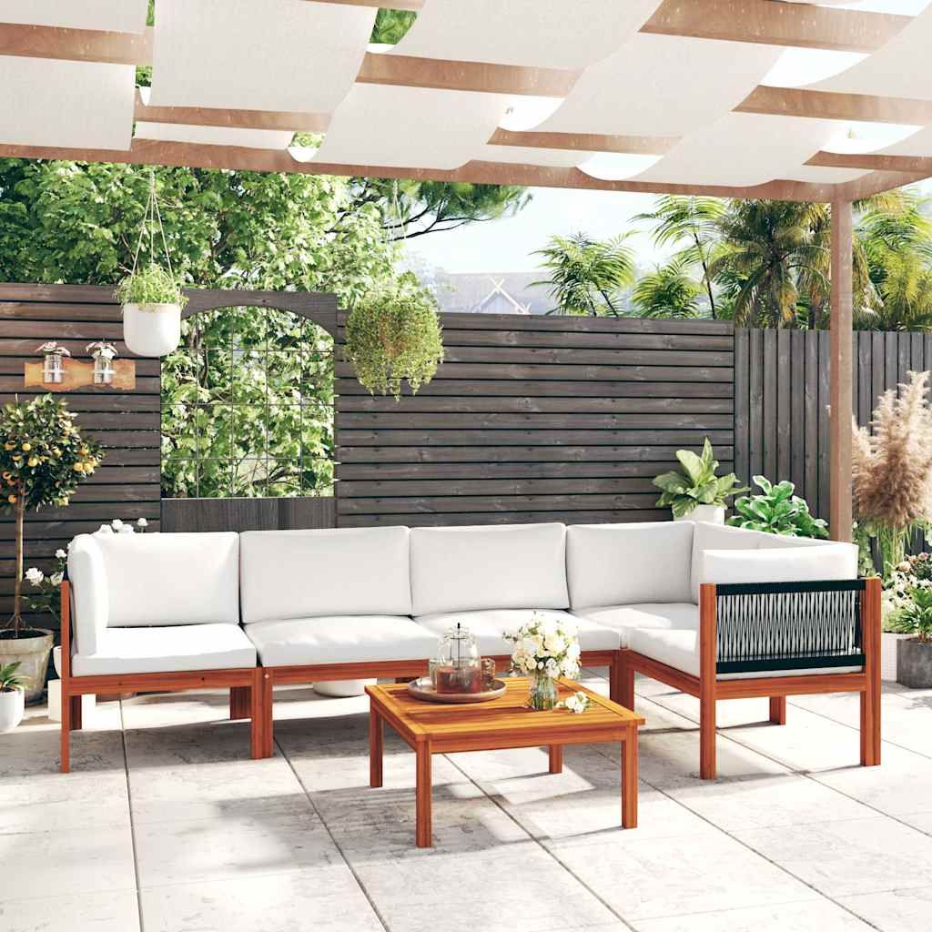Set da giardino 6 pezzi con cuscini crema 63x63 cm vidaXL