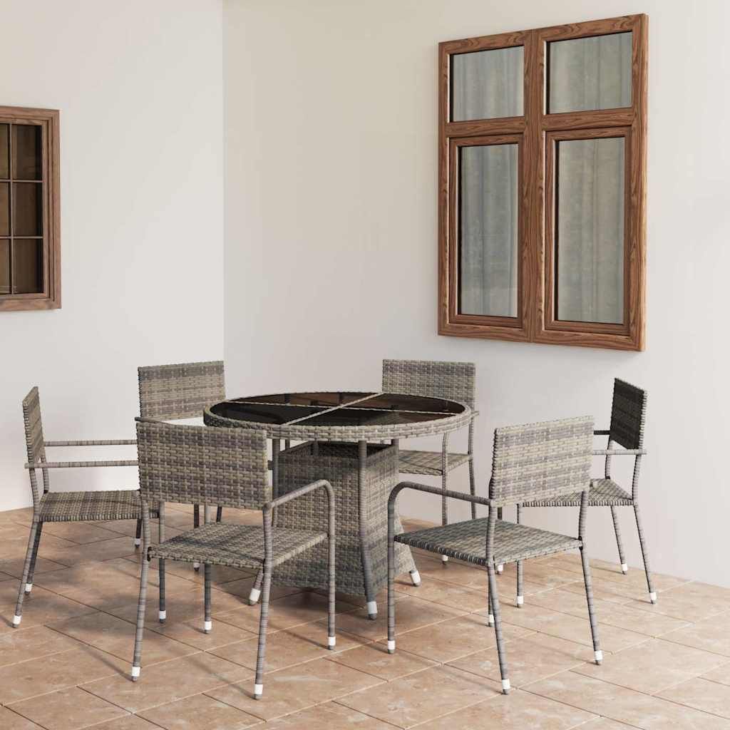 Set Mobili da Pranzo Giardino 7 pz Polyrattan Antracite Grigio vidaXL