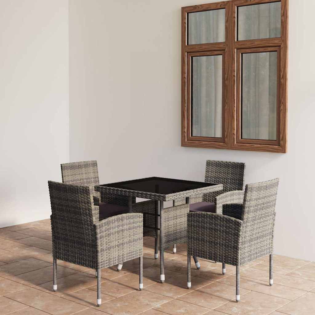 Set Mobili da Pranzo per Giardino 5 pz in Polyrattan Antracite vidaXL
