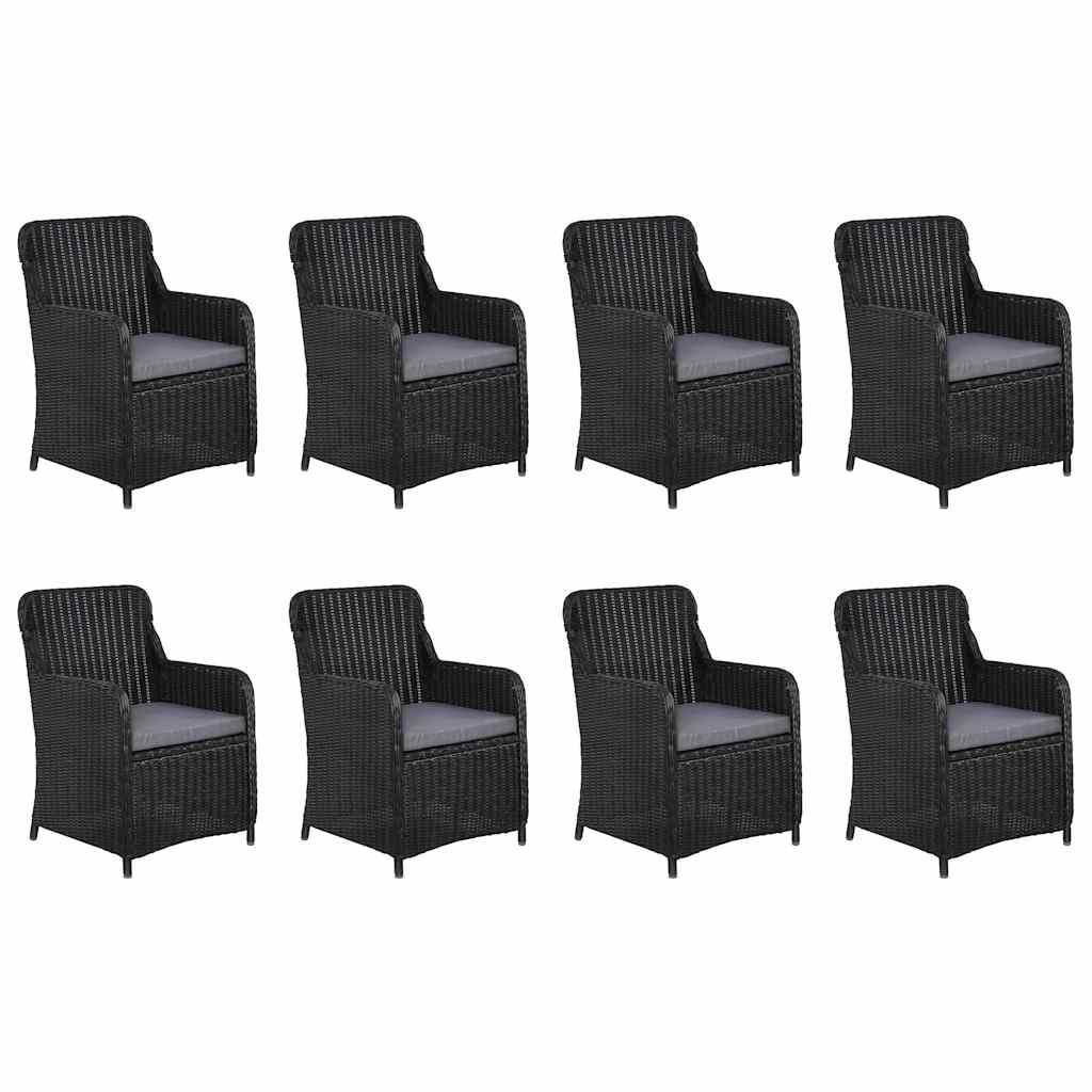 Set da Pranzo da Giardino 11 pz in Polyrattan Nero vidaXL
